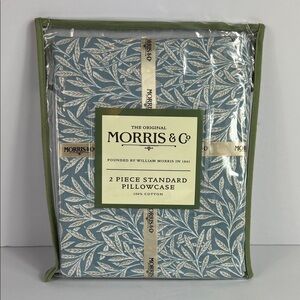 William Morris Standard Pillowcase Blue Leaf Pattern 20 x 30 Cotton 2 Pc NEW